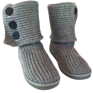 UGG Australia Classic Cardy Boots Women’s Size 6 Gray Knit Button 5819